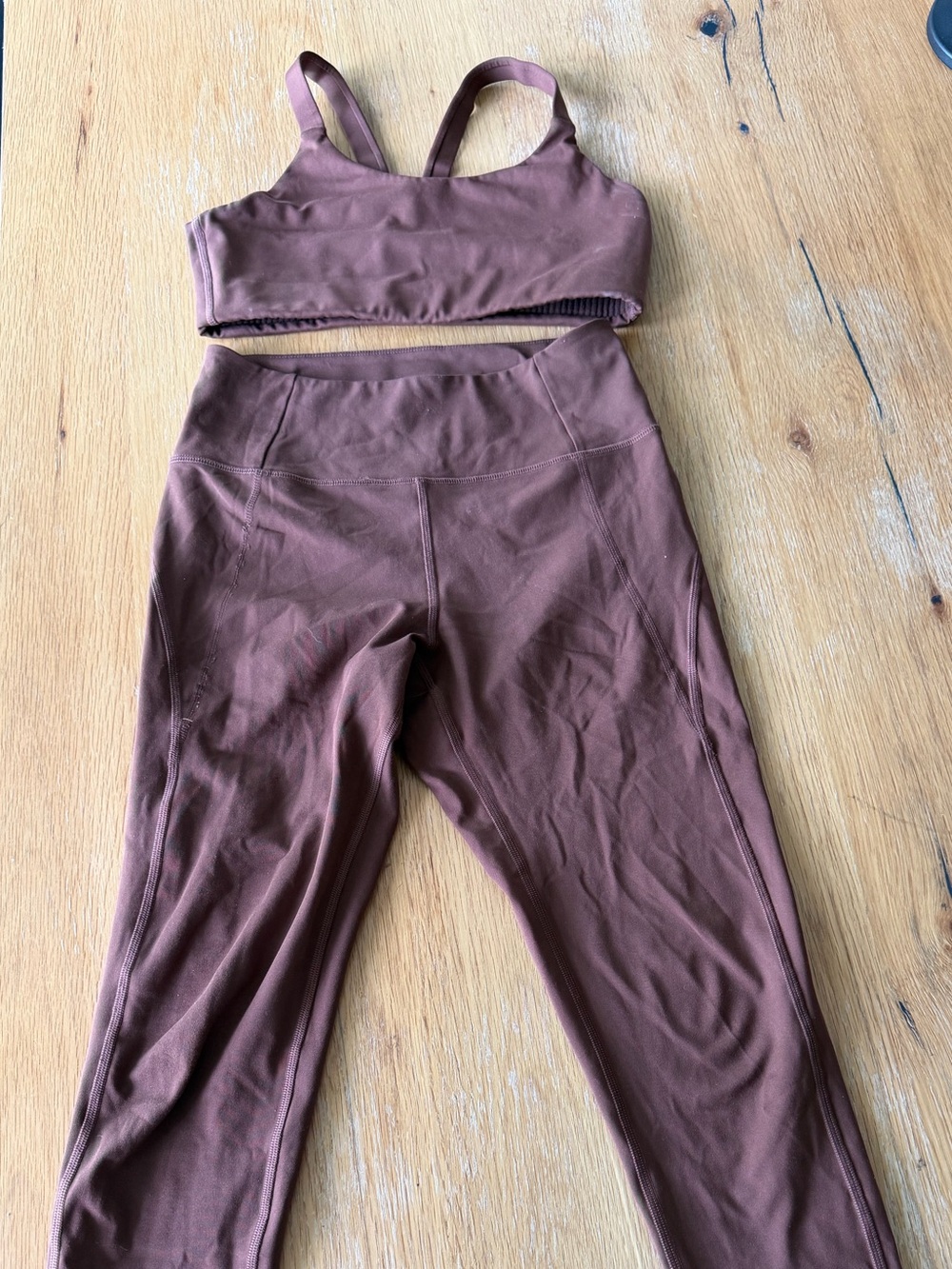 girlfriend collective Mauve Brown Active Set - Sports Bra + Leggings